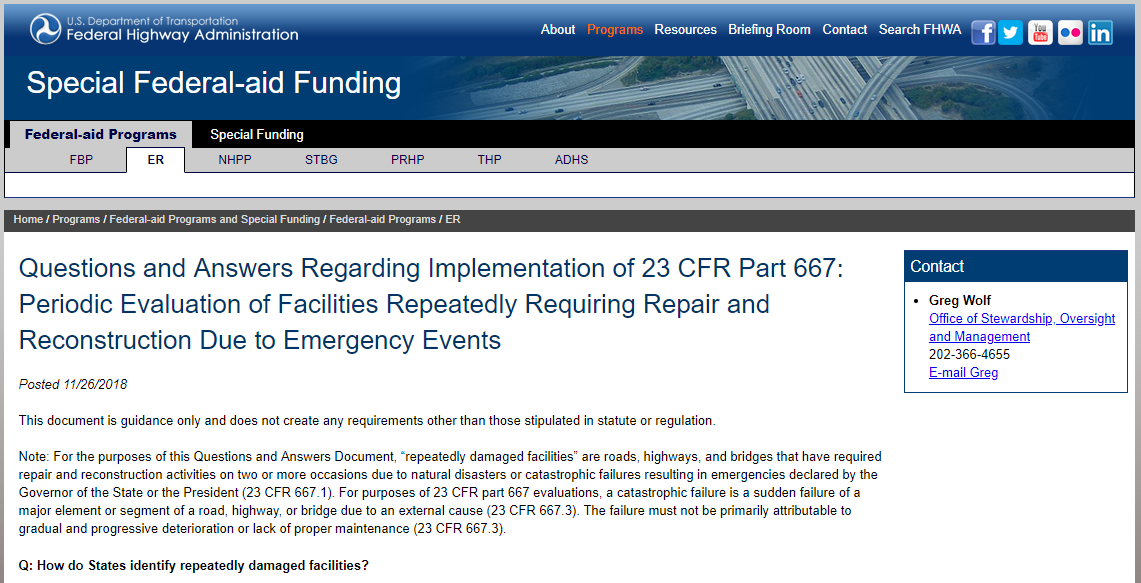 Q&A Regarding Implementation Of 23 CFR Part 667 Periodic Evaluation Of ...