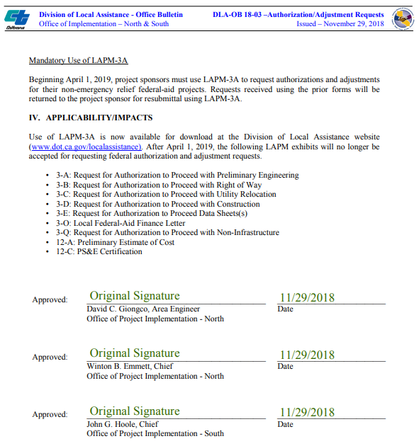 New LAPM Form 3A – Project Authorization/Adjustment Request – Local ...