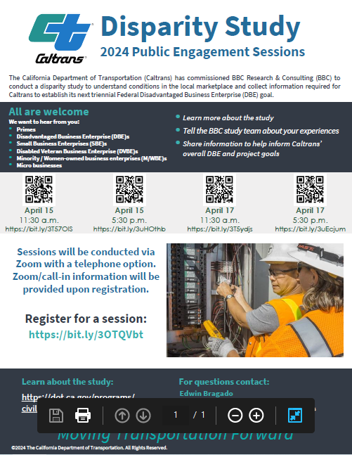 Caltrans Disparity Study Public Engagement Session 2024 – Local ...