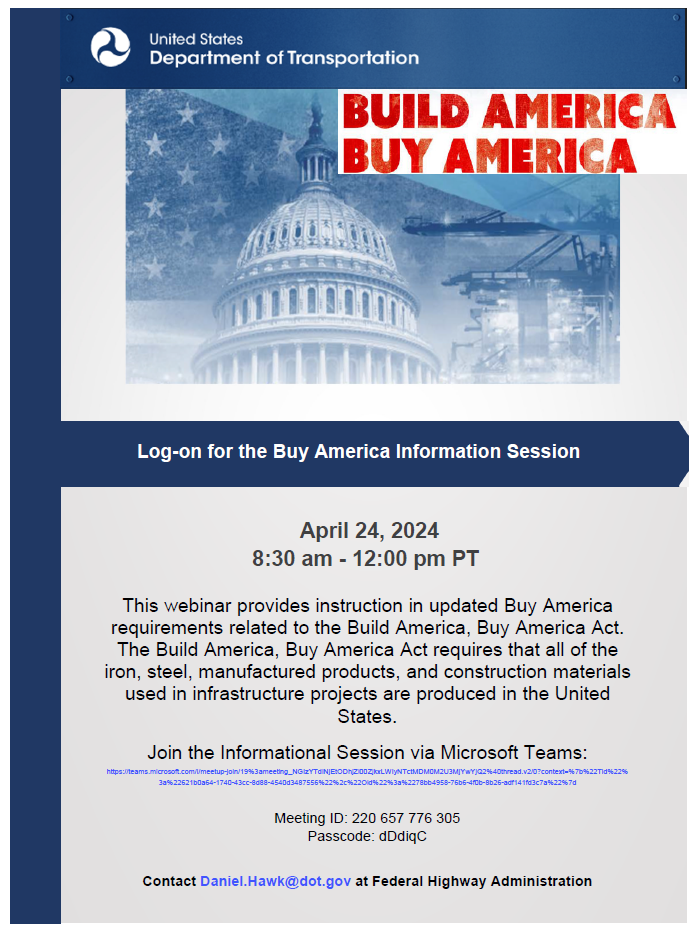 FHWA Buy America Information Session – Local Assistance Blog